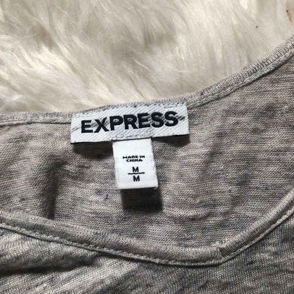 Express Heathered Grey Ruffle Tank - Picture 4 of 5